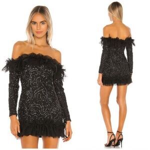 Camila Coelho Suzette Off The Shoulder Cocktail Ruffle Mini Dress Size Medium